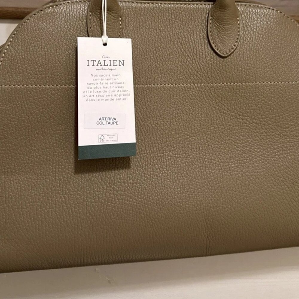 NWT Anna Paola Italian Leather & Suede Dual Handel Satchel + Crossbody Strap